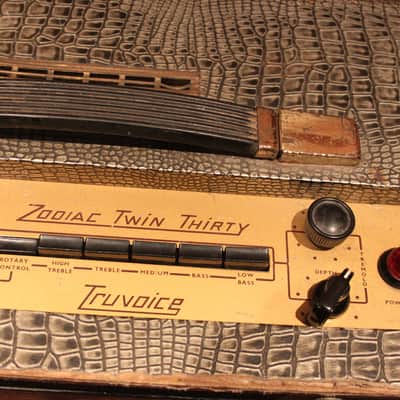 Vintage 1963 Selmer Zodiac Twin Thirty Truvoice Croc Skin Amplifier w/ Pedal image 7