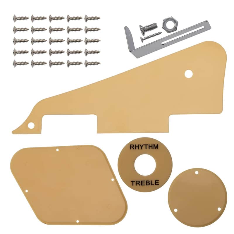 1Pcs Yootones Electric Guitar Guard Plate Bracket Rear Cover Gear Switch Gear Piece Compatible with LP Electric Guitar Full Set Of Sccessories (1Ply Yellow) image 1