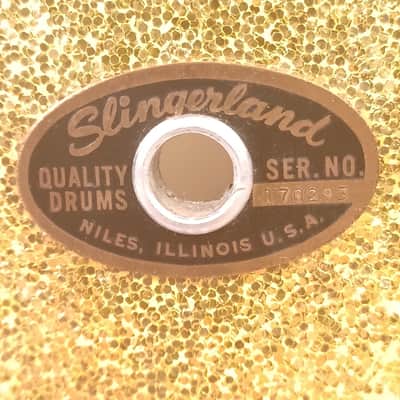 Slingerland 60s 12x15" Zoomatic Marching Snare Drum Gold Sparkle COB Brass Hoops image 2