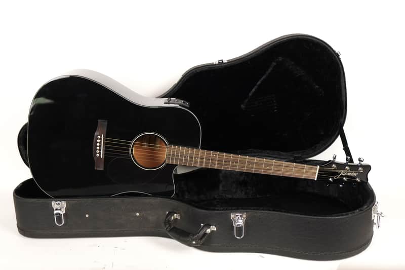 Jasmine JD39CE-BLK Dreadnought Acoustic Electric Guitar. Black Finish image 1