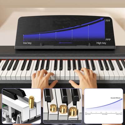 88 Keys Weighted Keyboard Piano, Full Size Hammer Action Piano with Speakers, Wooden Upright Piano, Electronic Piano Keyboard with Furniture Stand Suitable for Beginners image 3