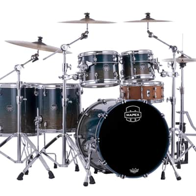 MAPEX SE628XBOE SATURN EVOLUTION 5PC BIRCH/WALNUT 22B-10-12-14-16 EXOTIC AEGEAN FADE image 1