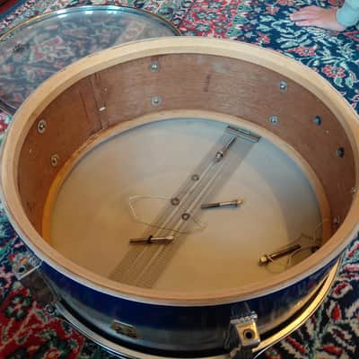 Vintage 1950s Ludwig No. 491 Pioneer 5x14" Snare Drum in Blue/Silver Duco Lacquer image 8