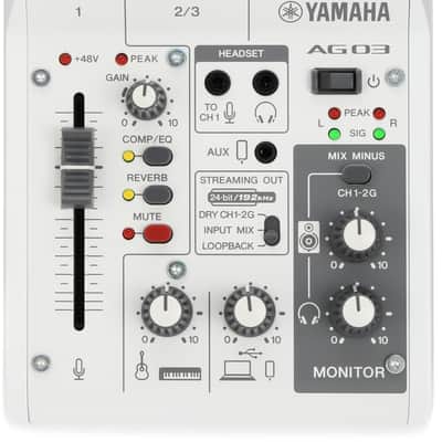 Yamaha AG03 Mk2 3-channel Mixer and USB Audio Interface - White image 1