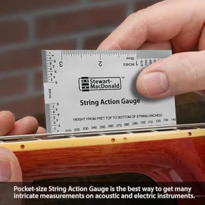 StewMac String Action Gauge And Ruler, Inches, Stainless Steel - Designed by StewMac, The Original measuring tool for acoustic and electric guitar, and bass setup image 3