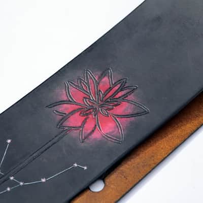 burnyblack custom made guitar strap - dreamy red black/red image 8