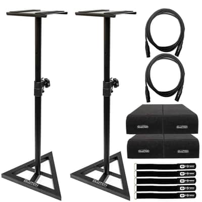 Clutch CL-MS2 Adjustable Height Heavy Duty Studio Monitor Speaker Stands & Foam image 1