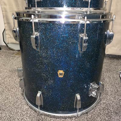 Ludwig No. 987 "Super Beat" Outfit 9x13 / 16x16 / 14x20" Drum Set with Keystone Badges - Blue Sparkle image 3