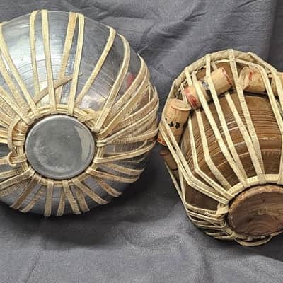 Vintage Indian Tabla Set hand drum percussion case damaged image 3