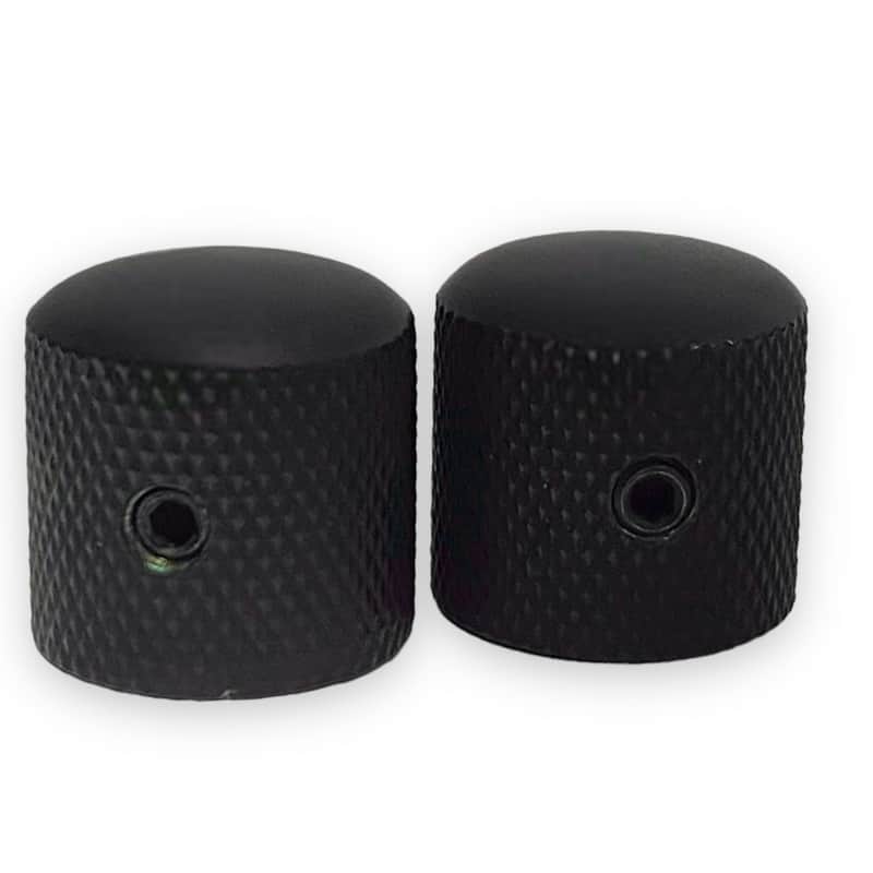 MK-NS001-B (2) Solid Black Metal 1/4" Guitar & Bass Dome Knob Set image 1