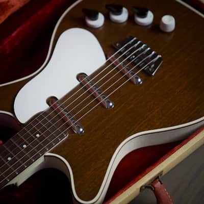 Rare Vintage 1960 Danelectro 6037 DC-3 Deluxe Triple Pickup Shorthorn Dark Walnut w/ OHSC image 6