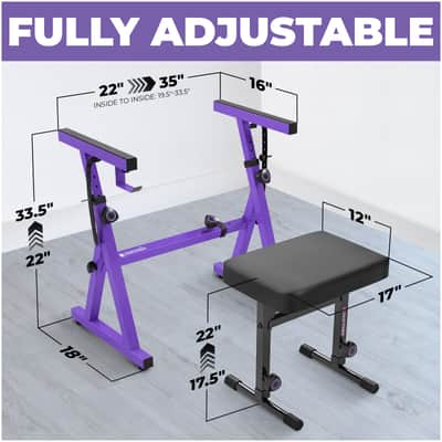 Liquid Stands Piano Keyboard Stand & Bench Set for 54-88 Key Electric Pianos (Purple) image 2