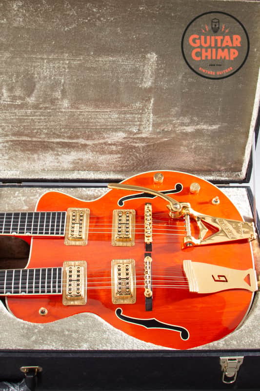 1997 Gretsch G6120-6/12 Nashville Double Neck Orange Stain MIJ OHSC Rare image 1