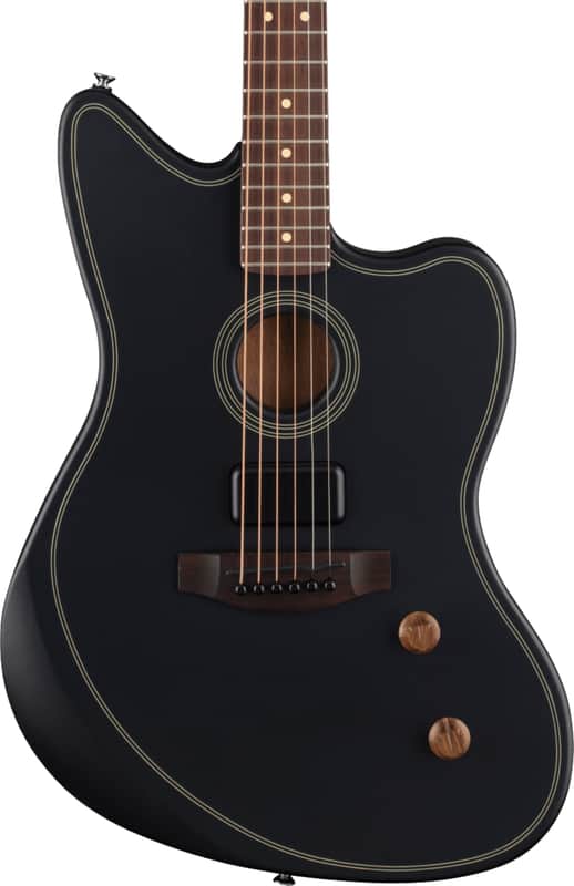 Fender Acoustasonic Standard Jazzmaster Acoustic-Electric Guitar, Solid Spruce Top, Black image 1