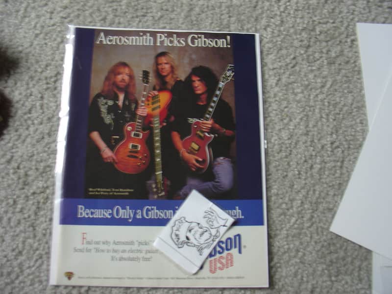 Gibson Vintage Advertisement Gibson guitar and Aerosmith 1980's image 1