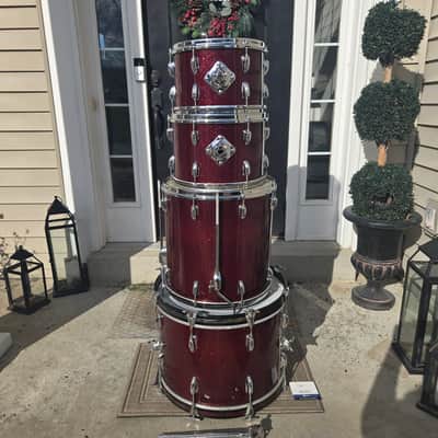 Slingerland Drum set 20,12,13,16 1970s - Maroon Sparkling Pearl image 8