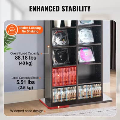 OEM Media Storage Cabinet 8 Layers 2024 - Black Espresso Music Studio Furniture image 2
