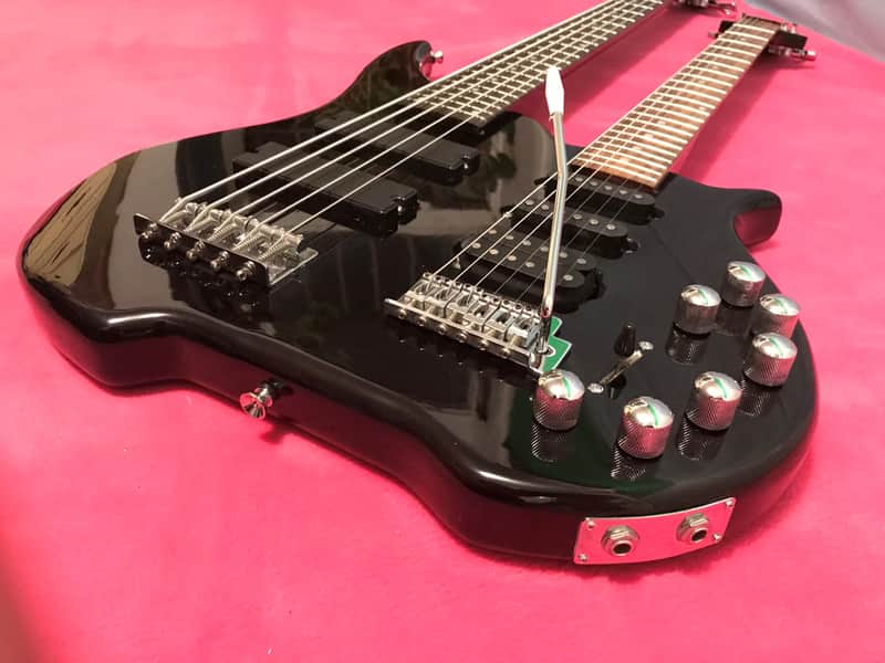NEW DOUBLE NECK GUITAR BASS COMBO SIX STRING GUITAR FIVE BASS HARDE CASE INCLUDED TWO INPUT JACKS image 1