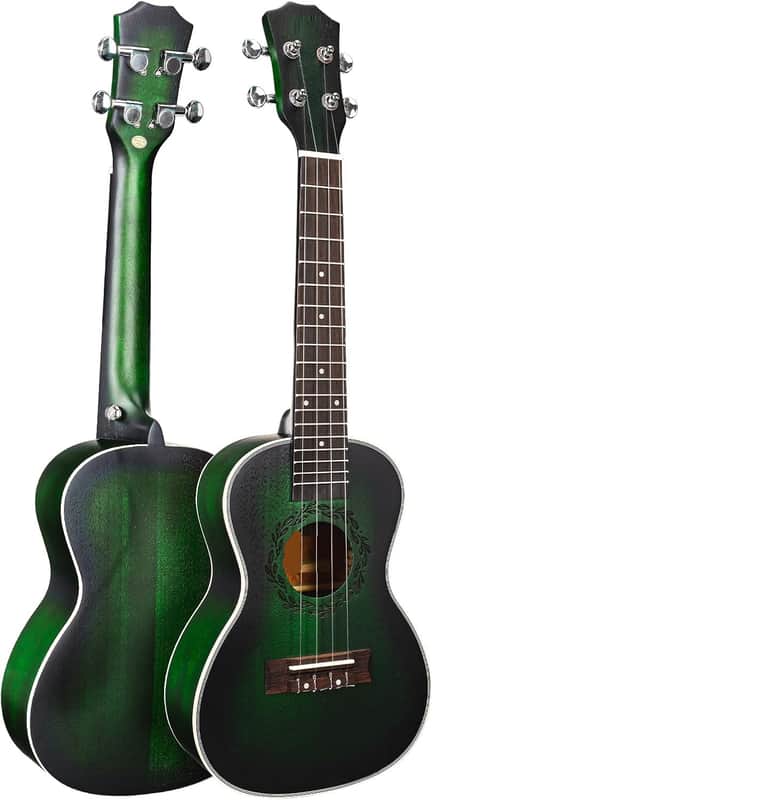 23 inches Ukulele Uku Beginner Kids and Adult Student Travel Wooden Concert Mahogany Ukelele Kits with Tuner Gig Bag Strap Carbon Nylon String Picks Cloth Gift Choice (Green) image 1