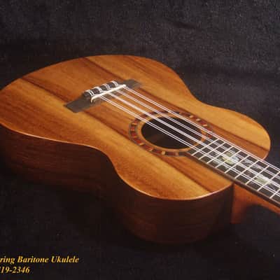 Gift for Musician - Handmade 8 String Baritone Ukulele, Solid Acacia, Indian Rosewood, Slotted Head, Floral Inlay, Bruce Wei UG19-2346 image 3