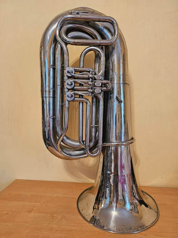 Tuba “Bb" Soviet 3 Valves Brass Pipe Wind Instrument Horn USSR Vintage and Rare image 1
