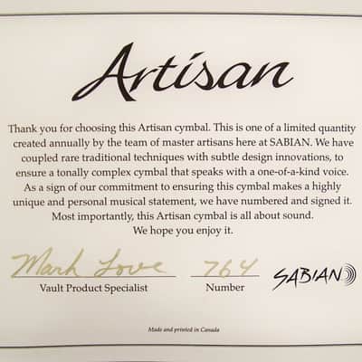 Sabian Artisan Elite 16" Hi Hat Cymbals/Model # 1602EN/New with Warranty image 10