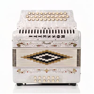 Rossetti 3112-GCF-WH 3 Row 31 Treble, 12 Bass Diatonic Button Accordion in White - G, C, F Tuning image 6