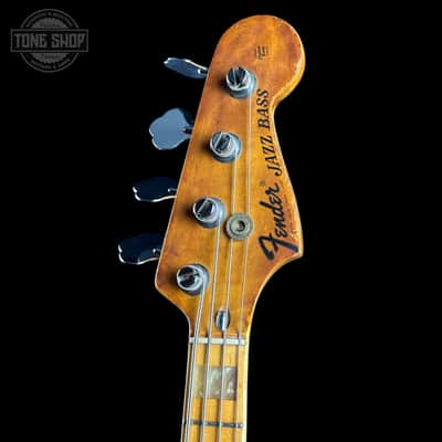 Vintage 1975 Fender Jazz Bass 3-Color Sunburst w/non original case TSU25058 image 11