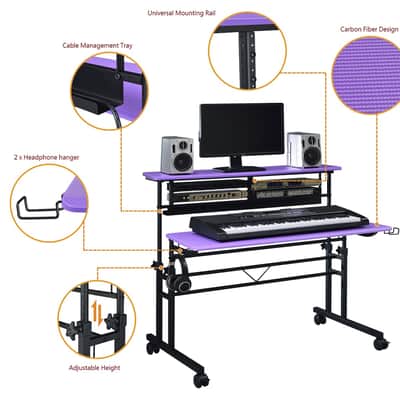 Musiea BE100 Series Sit and Stand Recording Music Studio Desk Workstation with 2x3U rack image 2