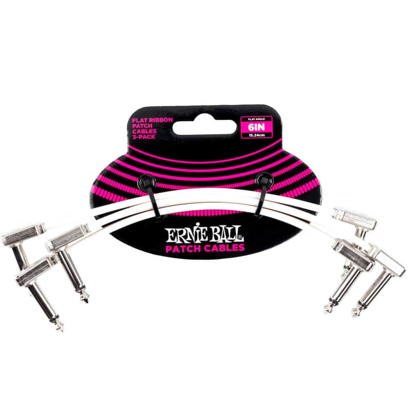 Ernie Ball Flat Ribbon 1/4" TS Patch Cable - 6" (3-Pack) image 1