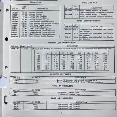 Langevin Audio Equipment Catalog 1970 Price List Attenuator Mixer 252-A Equalizer image 3
