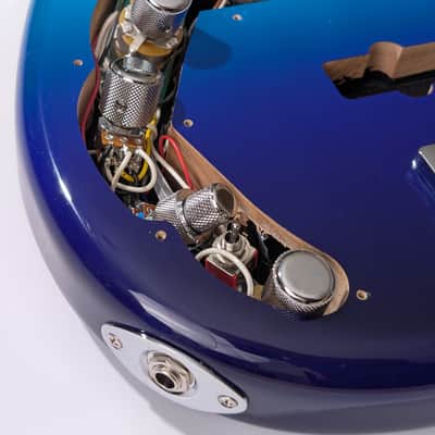 Left Handed 2022 Fender Player Plus Precision PJ Bass body loaded with wiring harness Bel Air Blue image 3