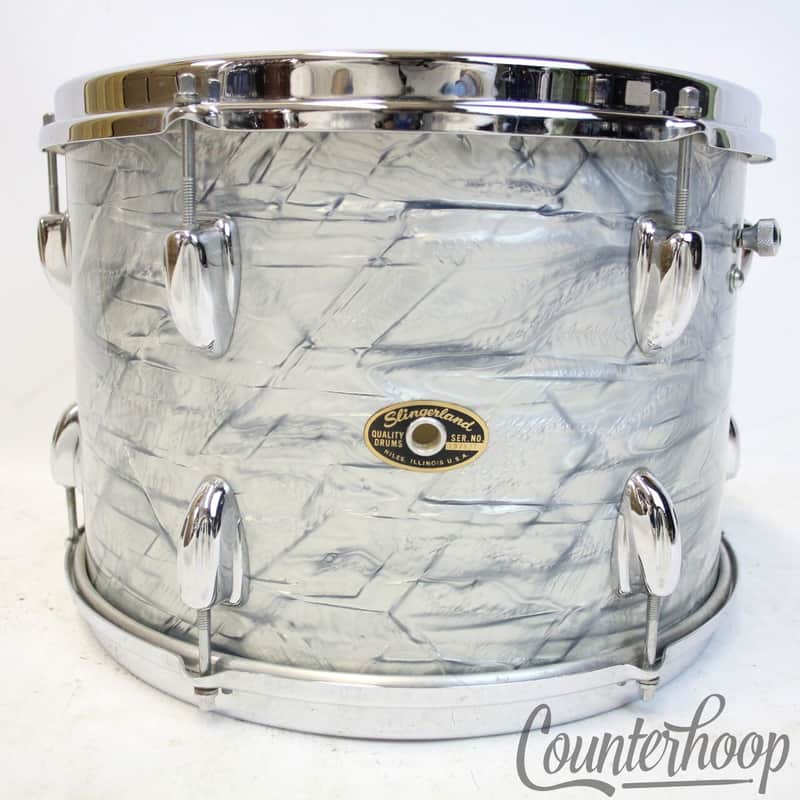 *Slingerland 13x9" 60s Sky Blue Pearl Tom Drum Chrome Brass COB Stick-Saver Rims image 1