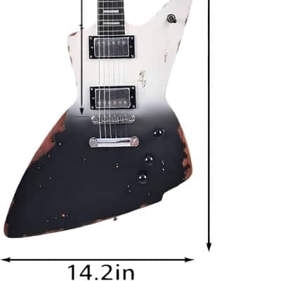 Electric Guitar-6-String Heavy Metal Guitar with Bone Nut, Professional Electric Guitar for Adults(Black&White) image 2