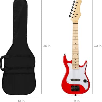 30in Kids Electric Guitar Beginner Starter Kit w/ 5W Amplifier, Strap, Gig Bag, Strings, Picks - Metallic Red image 2