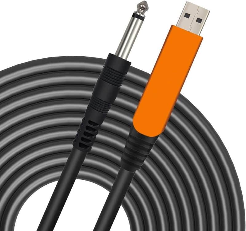 Guitar Cable 10Ft, USB Guitar Interface Male to 6.35mm 1/4 inch Gold-Plated Mono Plug,Recording Cable image 1