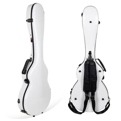 Crossrock Deluxe Fiberglass Guitar Case for Les Paul Electric Guitars with TSA lock-White image 3