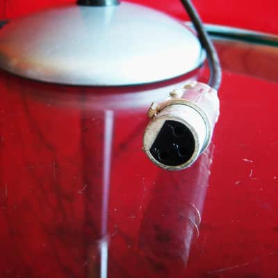 Vintage RARE 1950's Astatic D-104 crystal "Lollipop" microphone Chrome w period Astatic E6G desk stand image 7