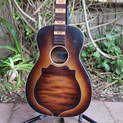Vintage 1939 Supertone Harmony Art Deco Sunburst Panel Parlor Guitar USA Body & Neck Project image 1