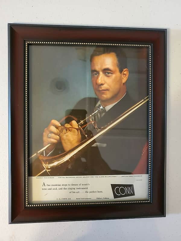 1958 Conn Horns Color Promotional Ad Framed Murry McEachern Conn Trombone Original image 1