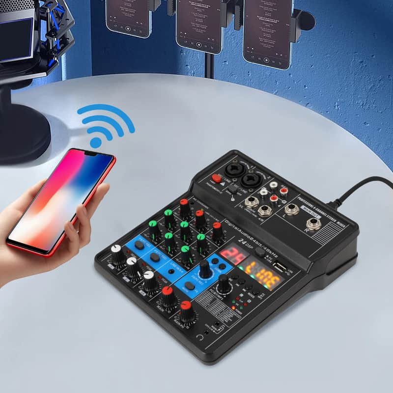 4-Channel Bluetooth Audio Mixing Console – 24-Bit Studio Mixer w/ DSP FX, USB, 48V Phantom Power image 1