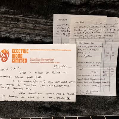 1982 Electric Wood Limited Wal Mk1 Pro Left-Handed Vintage Bass w/ Case, Paperwork image 17