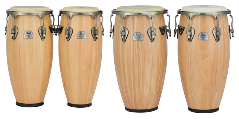 Pearl Primero Pro 4pc Quinto Congas Tumba Wooden Drums Set Natural Finish | 10" ,11", 11.75", 12.5" | Auth Dealer image 1