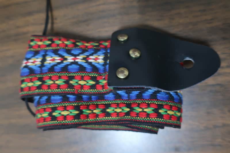 Vintage 1960 Guitar Strap Embroidered Orange Blue Diamond Pattern Ace Bobby Lee image 1