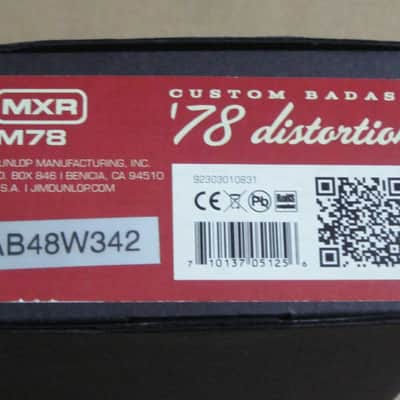 very lightly handled / mostly very clean MXR EMPTY BOX for M78 Custom Badass '78 Distortion (NO pedal) +original Instructions, original Warranty / Registration (2010s-2020s) BOX: black cardboard with silver color MRX logo / LABELS: red & black image 16