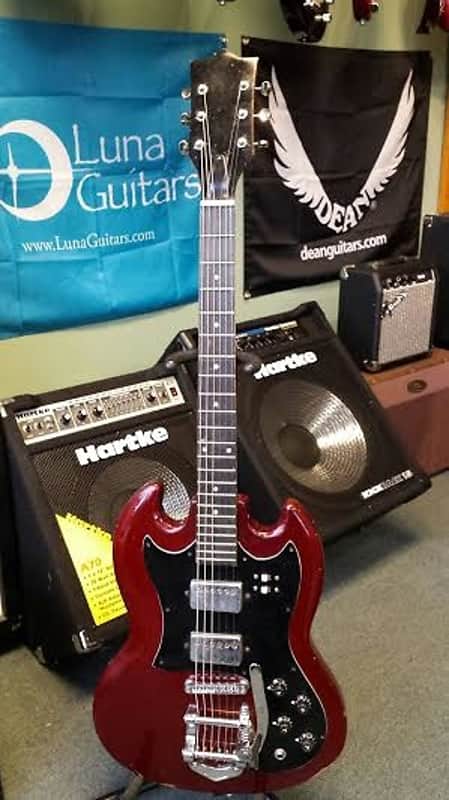 Vintage Teisco SG Electric Guitar w/ bigsby style tremelo