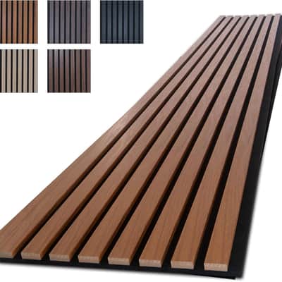 Wood Panels for Wall, 4-Piece 96" x 12.6" Soundproof Wood Slat Wall Panel for Interior Wall Decor Noise Cancelling, Acoustic Wall Panels, Sound Absorbing Panel image 1