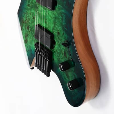 Agile Headless 6 String Electric Guitar GEODESIC PRO 625 RL M36 SS GL Green - Blueburst image 5