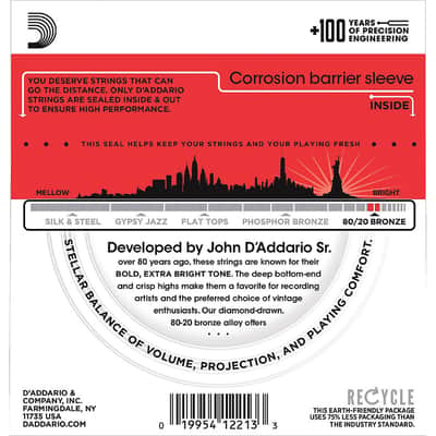 D'Addario EJ12 Medium 80/20 Bronze Acoustic Strings 13-56 image 2