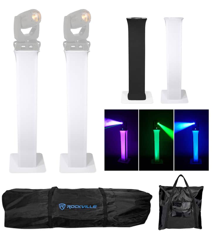 (2) Totem Stands+Black+White Scrims For (2) Chauvet Rogue RH1 Hybrid Lights image 1